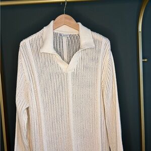 Zara Cream Knit Collared Sweater